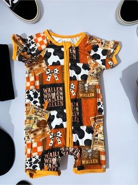 adidas Orange Black White Patchwork Zip Romper